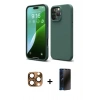 MARSİLYAN™- iPhone 16 Pro Max Kılıf Ahenk Serisi - Siyah 3D Antistatik Hayalet Cam Ekran Koruyucu + Pers Alüminyum Kamera Lens - CLTM