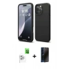 MARSİLYAN™- iPhone 16 Pro Max Kılıf Ahenk Serisi - Siyah 3D Antistatik Hayalet Cam Ekran Koruyucu + Raze Metal Kamera Lens - BZ