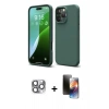 MARSİLYAN™- iPhone 16 Pro Max Kılıf Ahenk Serisi - Siyah 3D Antistatik Mat Seramik Nano Ekran Koruyucu + Pers Alüminyum Kamera Lens - GI