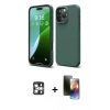 MARSİLYAN™- iPhone 16 Pro Max Kılıf Ahenk Serisi - Siyah 3D Antistatik Mat Seramik Nano Ekran Koruyucu + PVD Metal Kamera Lens - GS