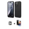 MARSİLYAN™- iPhone 16 Pro Max Kılıf Ahenk Serisi - Siyah 3D Antistatik Mat Seramik Nano Ekran Koruyucu + PVD Metal Kamera Lens - GS