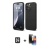 MARSİLYAN™- iPhone 16 Pro Max Kılıf Ahenk Serisi - Siyah 3D Antistatik Mat Seramik Nano Ekran Koruyucu + PVD Metal Kamera Lens - SH