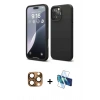 MARSİLYAN™- iPhone 16 Pro Max Kılıf Ahenk Serisi - Siyah 3D Antistatik Seramik Nano Ekran Koruyucu + Pers Alüminyum Kamera Lens - CLTM