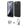 MARSİLYAN™- iPhone 16 Pro Max Kılıf Ahenk Serisi - Siyah Bilvis 3X AR Hayalet Cam Ekran Koruyucu + Pers Alüminyum Kamera Lens - GS