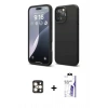 MARSİLYAN™- iPhone 16 Pro Max Kılıf Ahenk Serisi - Siyah Bilvis 3X AR HD Cam Ekran Koruyucu + PVD Metal Kamera Lens - GD