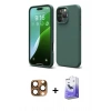 MARSİLYAN™- iPhone 16 Pro Max Kılıf Ahenk Serisi - Siyah Bilvis 5in1 5D Magic Hayalet Cam Ekran Koruyucu + Pers Alüminyum Kamera Lens - CLTM