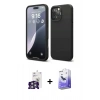 MARSİLYAN™- iPhone 16 Pro Max Kılıf Ahenk Serisi - Siyah Bilvis 5in1 5D Magic Hayalet Cam Ekran Koruyucu + Gümüş Bilvis Titan Kamera Lens