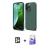 MARSİLYAN™- iPhone 16 Pro Max Kılıf Ahenk Serisi - Siyah Bilvis 5in1 5D Magic Hayalet Cam Ekran Koruyucu + PVD Metal Kamera Lens - GD