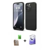MARSİLYAN™- iPhone 16 Pro Max Kılıf Ahenk Serisi - Siyah Bilvis 5in1 5D Magic Hayalet Cam Ekran Koruyucu + Raze Metal Kamera Lens - CLTM