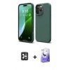 MARSİLYAN™- iPhone 16 Pro Max Kılıf Ahenk Serisi - Siyah Bilvis 5in1 5D Magic Hayalet Cam Ekran Koruyucu + PVD Metal Kamera Lens - SH