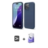 MARSİLYAN™- iPhone 16 Pro Max Kılıf Ahenk Serisi - Siyah Bilvis 5in1 5D Magic Hayalet Cam Ekran Koruyucu + PVD Metal Kamera Lens - SH