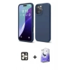 MARSİLYAN™- iPhone 16 Pro Max Kılıf Ahenk Serisi - Siyah Bilvis 5in1 5D Magic Hayalet Cam Ekran Koruyucu + PVD Metal Kamera Lens - GD