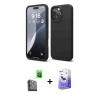 MARSİLYAN™- iPhone 16 Pro Max Kılıf Ahenk Serisi - Siyah Bilvis 5in1 5D Magic Hayalet Cam Ekran Koruyucu + Raze Metal Kamera Lens - SH