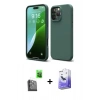 MARSİLYAN™- iPhone 16 Pro Max Kılıf Ahenk Serisi - Siyah Bilvis 5in1 5D Magic Hayalet Cam Ekran Koruyucu + Raze Metal Kamera Lens - SH