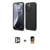 MARSİLYAN™- iPhone 16 Pro Max Kılıf Ahenk Serisi - Siyah Buffer Cam Ekran Koruyucu + PVD Metal Kamera Lens - GD