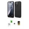 MARSİLYAN™- iPhone 16 Pro Max Kılıf Ahenk Serisi - Siyah Buffer Cam Ekran Koruyucu + Raze Metal Kamera Lens - BZ