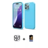 MARSİLYAN™- iPhone 16 Pro Max Kılıf Ahenk Serisi - Siyah Buffer Hayalet Cam Ekran Koruyucu + Gri Pers Alüminyum Kamera Lens