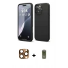 MARSİLYAN™- iPhone 16 Pro Max Kılıf Ahenk Serisi - Siyah Joko Magic 5D Hayalet Cam + Pers Alüminyum Kamera Lens - CLTM