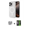MARSİLYAN™- iPhone 16 Pro Max Kılıf Ahenk Yansıma Prime - Şeffaf 360 Full Body Arka Koruyucu + Pers Alüminyum Kamera Lens - GI
