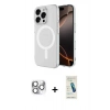 MARSİLYAN™- iPhone 16 Pro Max Kılıf Ahenk Yansıma Prime - Şeffaf Pasifik Cam Ekran Koruyucu + Pers Alüminyum Kamera Lens - GS