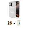 MARSİLYAN™- iPhone 16 Pro Max Kılıf Ahenk Yansıma Prime - Şeffaf Pasifik Cam Ekran Koruyucu + Pers Alüminyum Kamera Lens - CLTM
