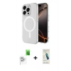 MARSİLYAN™- iPhone 16 Pro Max Kılıf Ahenk Yansıma Prime - Şeffaf Pasifik Cam Ekran Koruyucu + Raze Metal Kamera Lens - BZ