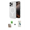 MARSİLYAN™- iPhone 16 Pro Max Kılıf Ahenk Yansıma Prime - Şeffaf Pasifik Cam Ekran Koruyucu + Raze Metal Kamera Lens - CLTM