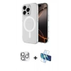 MARSİLYAN™- iPhone 16 Pro Max Kılıf Ahenk Yansıma Prime - Siyah 3D Antistatik Cam Ekran Koruyucu + Pers Alüminyum Kamera Lens - GS
