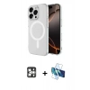 MARSİLYAN™- iPhone 16 Pro Max Kılıf Ahenk Yansıma Prime - Siyah 3D Antistatik Cam Ekran Koruyucu + PVD Metal Kamera Lens - GS