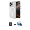 MARSİLYAN™- iPhone 16 Pro Max Kılıf Ahenk Yansıma Prime - Siyah 3D Antistatik Cam Ekran Koruyucu + PVD Metal Kamera Lens - SH