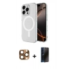 MARSİLYAN™- iPhone 16 Pro Max Kılıf Ahenk Yansıma Prime - Siyah 3D Antistatik Hayalet Cam Ekran Koruyucu + Pers Alüminyum Kamera Lens - CLTM