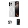 MARSİLYAN™- iPhone 16 Pro Max Kılıf Ahenk Yansıma Prime - Siyah 3D Antistatik Hayalet Cam Ekran Koruyucu + Pers Alüminyum Kamera Lens - GI