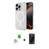 MARSİLYAN™- iPhone 16 Pro Max Kılıf Ahenk Yansıma Prime - Siyah 3D Antistatik Hayalet Cam Ekran Koruyucu + Raze Metal Kamera Lens - BZ