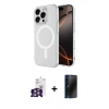 MARSİLYAN™- iPhone 16 Pro Max Kılıf Ahenk Yansıma Prime - Siyah 3D Antistatik Hayalet Cam Ekran Koruyucu + Bilvis Titan Kamera Lens - GS