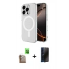 MARSİLYAN™- iPhone 16 Pro Max Kılıf Ahenk Yansıma Prime - Siyah 3D Antistatik Hayalet Cam Ekran Koruyucu + Raze Metal Kamera Lens - CLTM