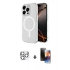 MARSİLYAN™- iPhone 16 Pro Max Kılıf Ahenk Yansıma Prime - Siyah 3D Antistatik Mat Seramik Nano Ekran Koruyucu + Gümüş Pers Alüminyum Kamera Lens
