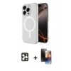 MARSİLYAN™- iPhone 16 Pro Max Kılıf Ahenk Yansıma Prime - Siyah 3D Antistatik Mat Seramik Nano Ekran Koruyucu + PVD Metal Kamera Lens - GD