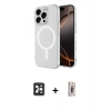 MARSİLYAN™- iPhone 16 Pro Max Kılıf Ahenk Yansıma Prime - Siyah Bilvis 3D Cam Ekran Koruyucu + Siyah PVD Metal Kamera Lens