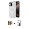 MARSİLYAN™- iPhone 16 Pro Max Kılıf Ahenk Yansıma Prime - Siyah Bilvis 3X AR Hayalet Cam Ekran Koruyucu + Pers Alüminyum Kamera Lens - CLTM