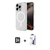 MARSİLYAN™- iPhone 16 Pro Max Kılıf Ahenk Yansıma Prime - Siyah Bilvis 3X AR Hayalet Cam Ekran Koruyucu + PVD Metal Kamera Lens - SH