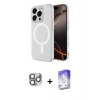 MARSİLYAN™- iPhone 16 Pro Max Kılıf Ahenk Yansıma Prime - Siyah Bilvis 5in1 3D Magic Cam Ekran Koruyucu + Pers Alüminyum Kamera Lens - GI