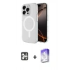 MARSİLYAN™- iPhone 16 Pro Max Kılıf Ahenk Yansıma Prime - Siyah Bilvis 5in1 3D Magic Cam Ekran Koruyucu + PVD Metal Kamera Lens - GS