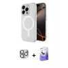 MARSİLYAN™- iPhone 16 Pro Max Kılıf Ahenk Yansıma Prime - Siyah Bilvis 5in1 5D Magic Hayalet Cam Ekran Koruyucu + Pers Alüminyum Kamera Lens - GI