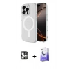 MARSİLYAN™- iPhone 16 Pro Max Kılıf Ahenk Yansıma Prime - Siyah Bilvis 5in1 5D Magic Hayalet Cam Ekran Koruyucu + PVD Metal Kamera Lens - GS
