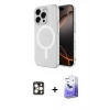 MARSİLYAN™- iPhone 16 Pro Max Kılıf Ahenk Yansıma Prime - Siyah Bilvis 5in1 5D Magic Hayalet Cam Ekran Koruyucu + PVD Metal Kamera Lens - GD
