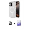 MARSİLYAN™- iPhone 16 Pro Max Kılıf Ahenk Yansıma Prime - Siyah Bilvis 5in1 5D Magic Hayalet Cam Ekran Koruyucu + PVD Metal Kamera Lens - SH