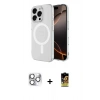 MARSİLYAN™- iPhone 16 Pro Max Kılıf Ahenk Yansıma Prime - Siyah Buffer Cam Ekran Koruyucu + Gümüş Pers Alüminyum Kamera Lens