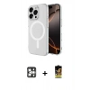 MARSİLYAN™- iPhone 16 Pro Max Kılıf Ahenk Yansıma Prime - Siyah Buffer Cam Ekran Koruyucu + PVD Metal Kamera Lens - GS