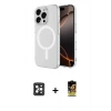 MARSİLYAN™- iPhone 16 Pro Max Kılıf Ahenk Yansıma Prime - Siyah Buffer Cam Ekran Koruyucu + PVD Metal Kamera Lens - SH