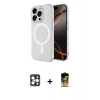 MARSİLYAN™- iPhone 16 Pro Max Kılıf Ahenk Yansıma Prime - Siyah Buffer Cam Ekran Koruyucu + PVD Metal Kamera Lens - GD